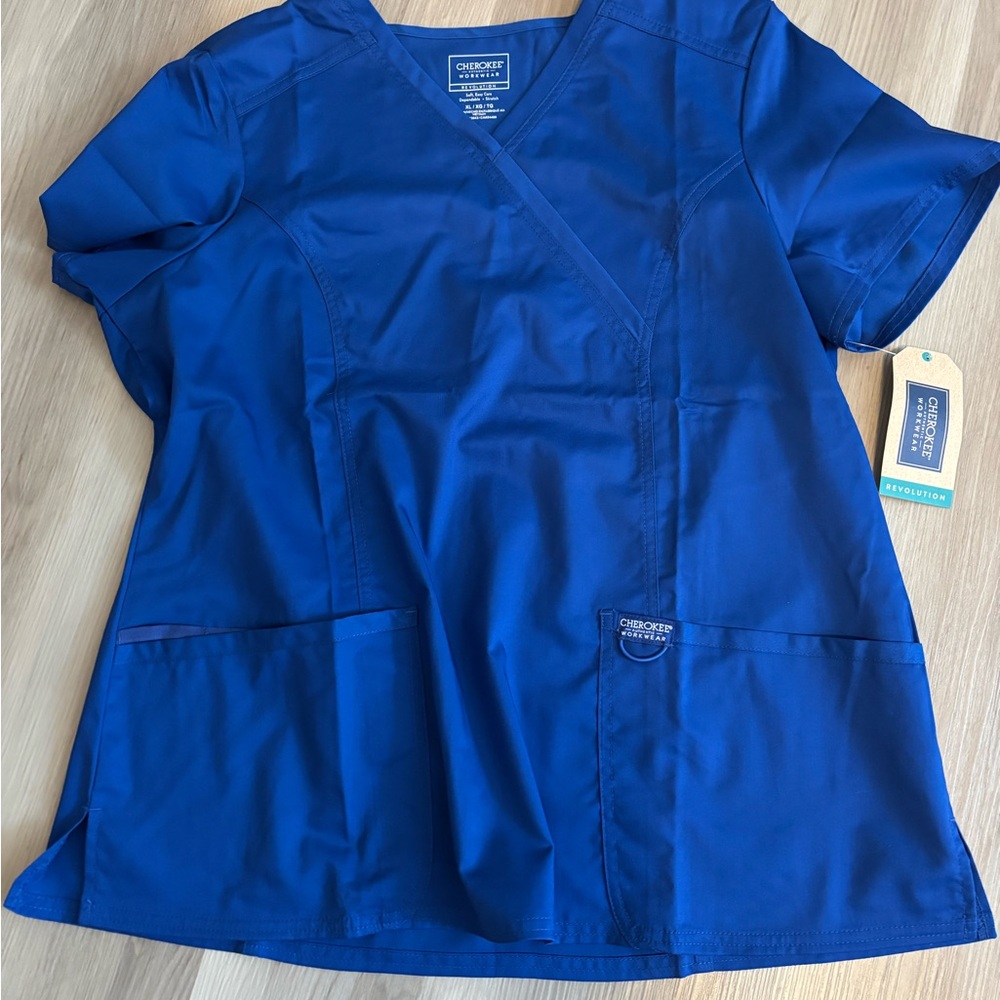 Cherokee Royal Blue Scrub Top
